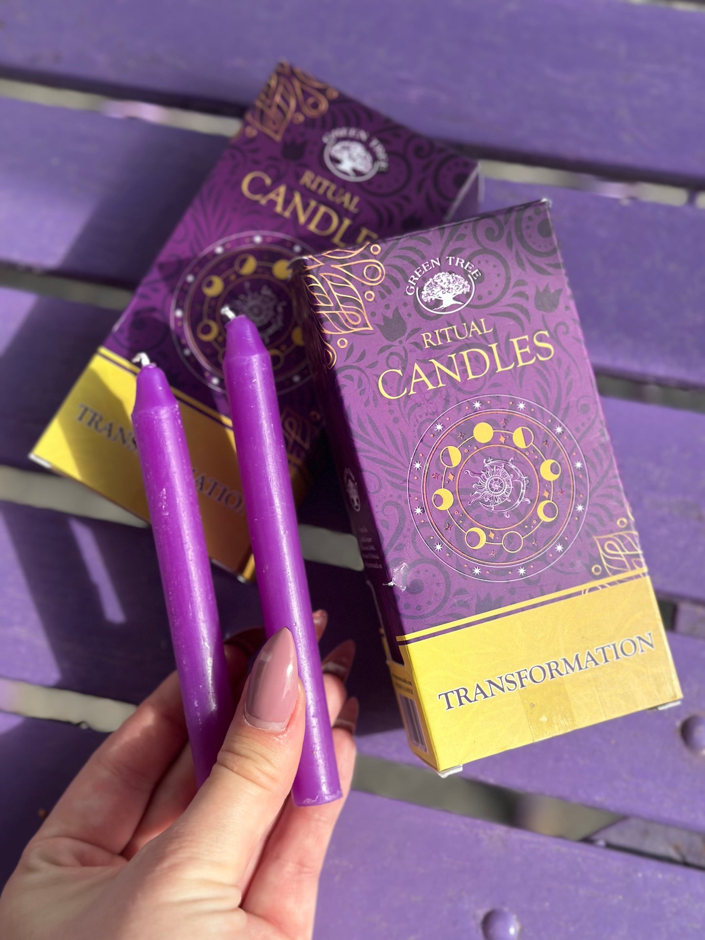 Lilla lys transformasjon & rituale - Green tree ritual candles