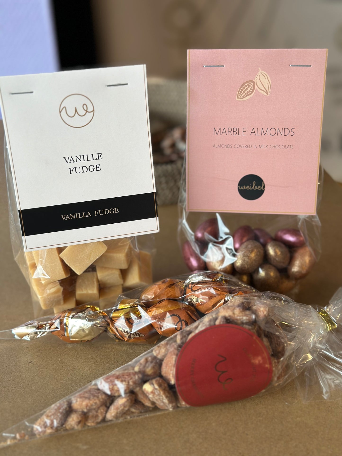 Marble sjokolade med mandel i pose - mandel dragé