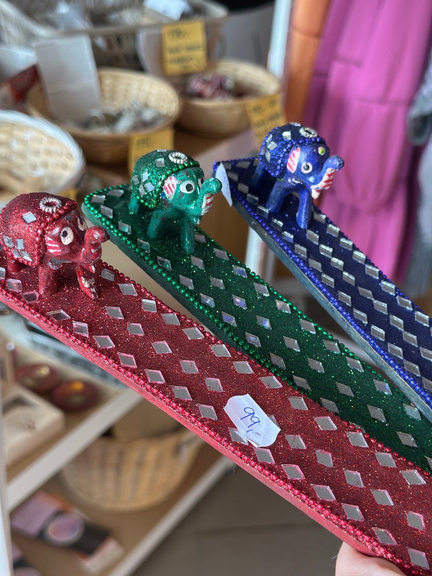 Røkelsebrett glitter med elefant figur