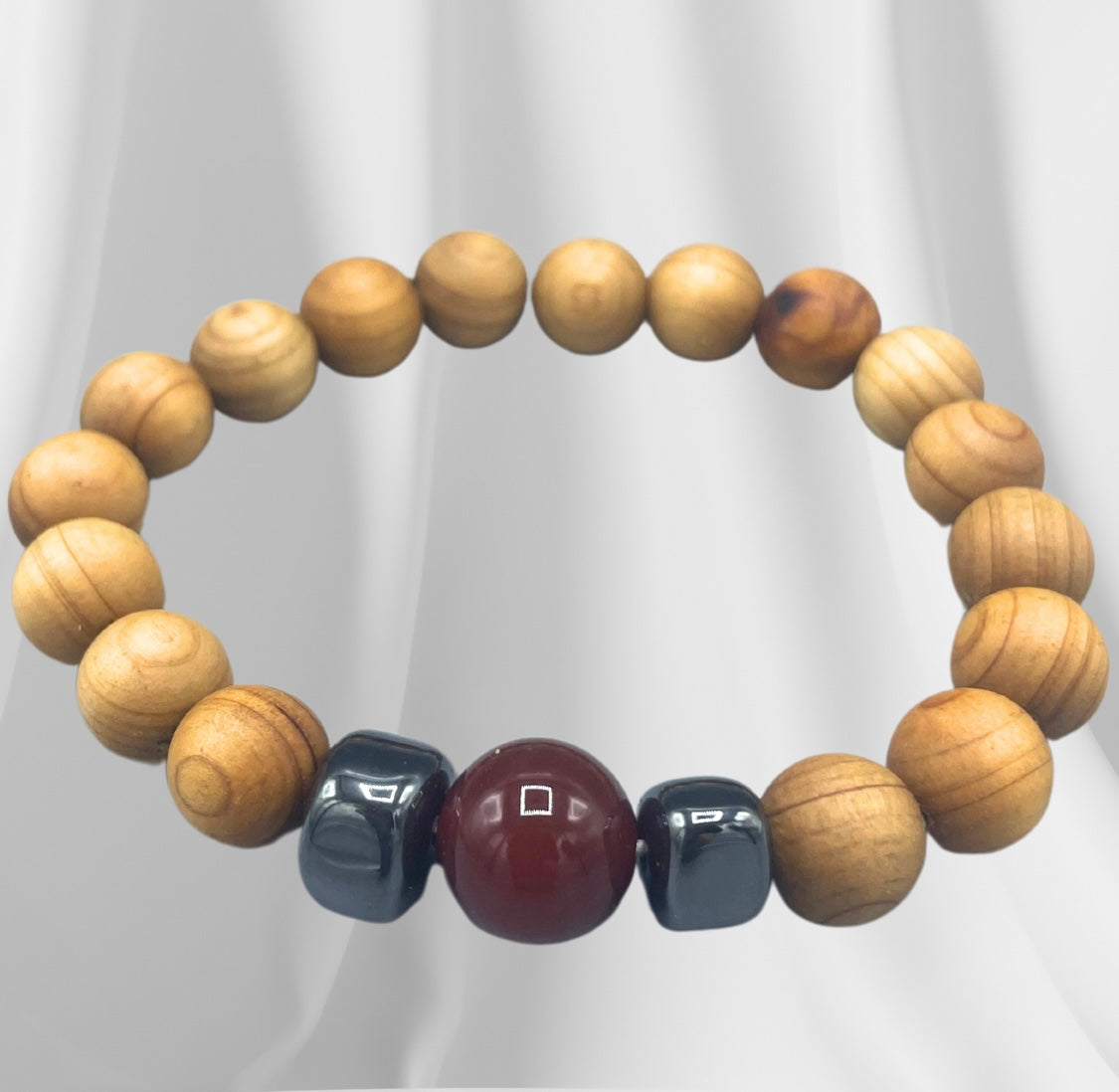 Rød jaspis sedertre unisex- armbånd