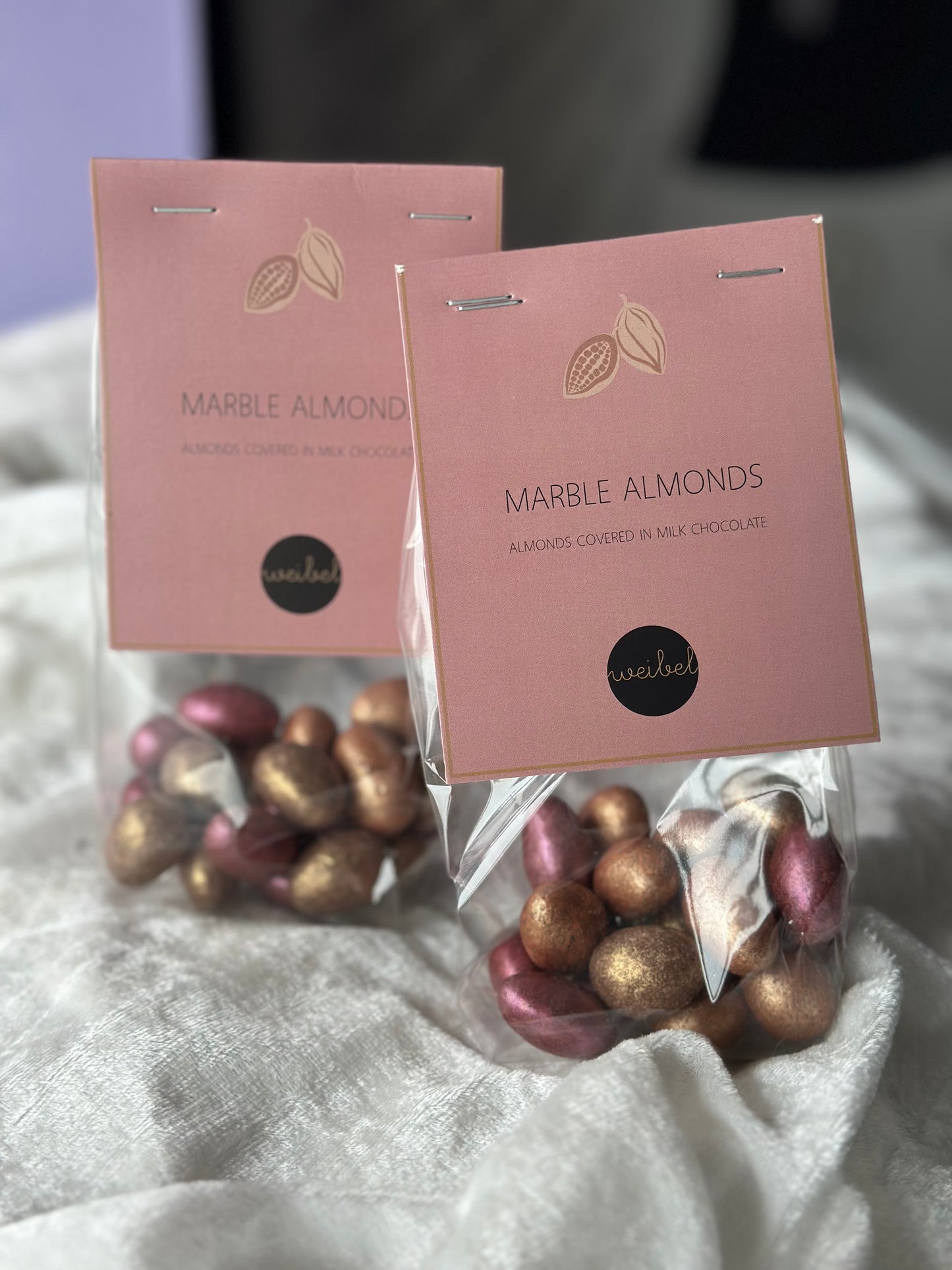 Marble sjokolade med mandel i pose - mandel dragé