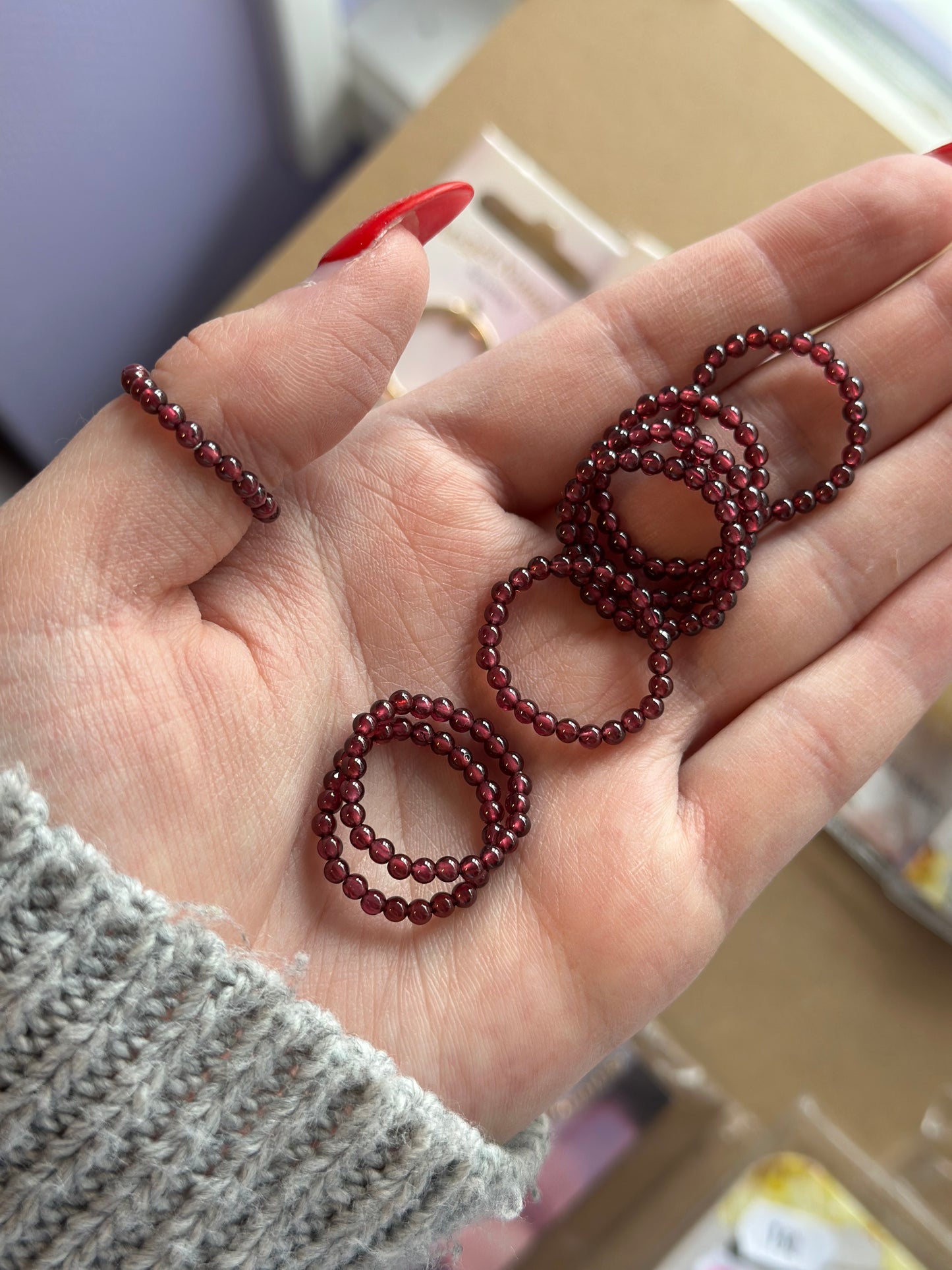 Ring krystall perle - granat