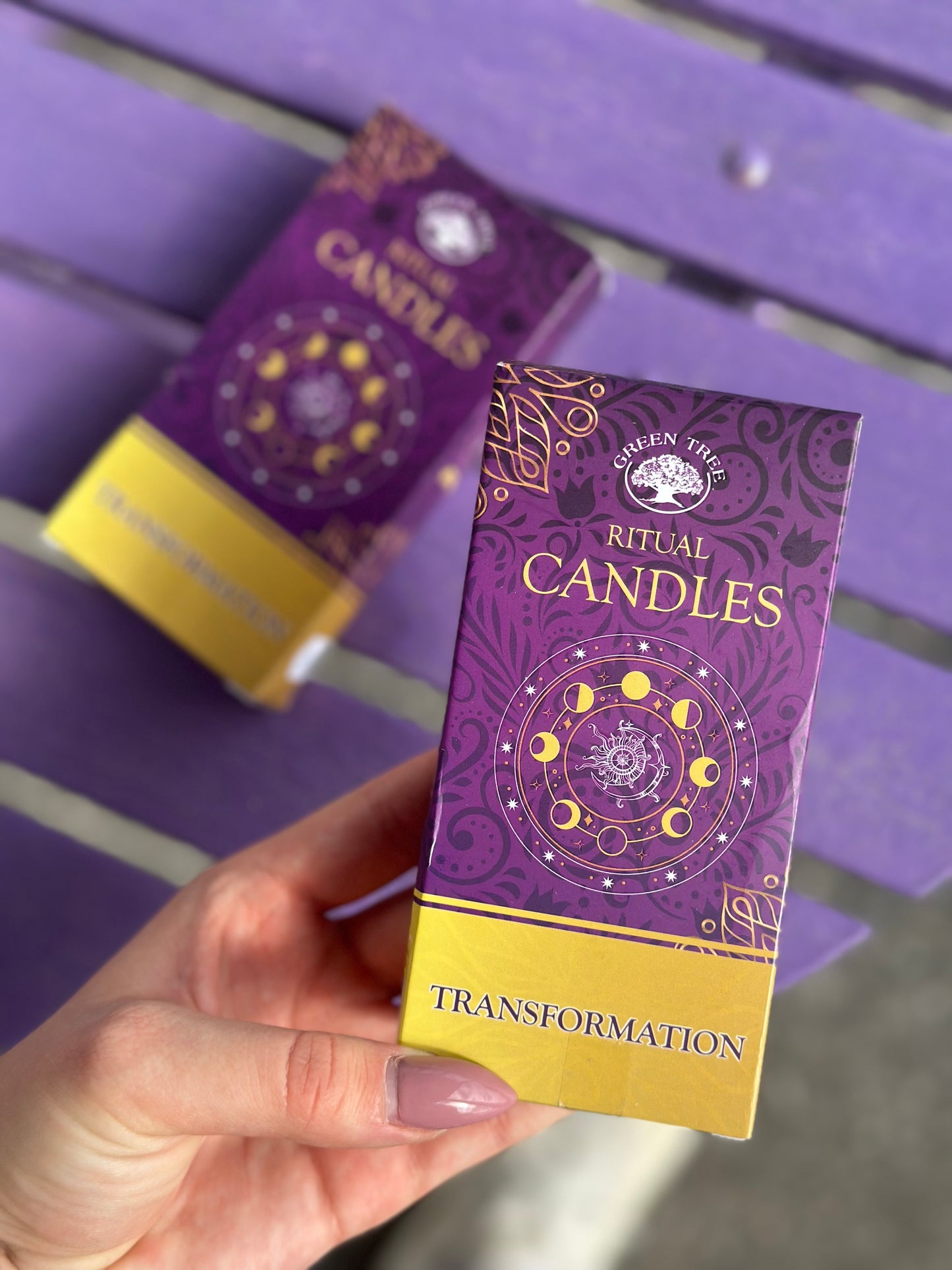 Lilla lys transformasjon & rituale - Green tree ritual candles