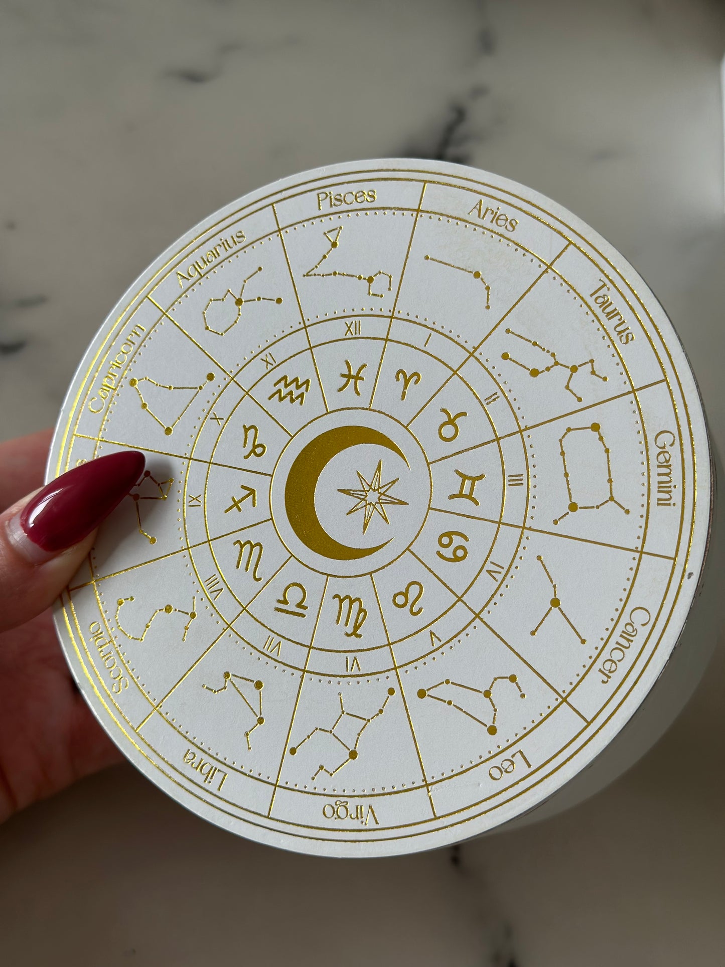 Astrologi hjul - Smykkeskrin av tre med speil