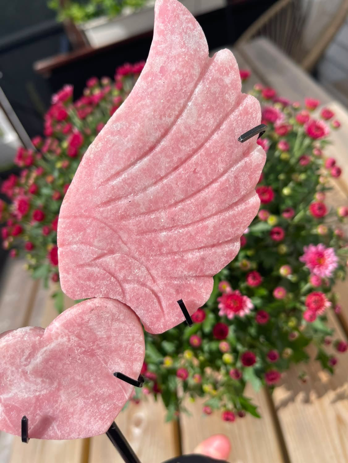 Hjerte med englevinger Rosa opal