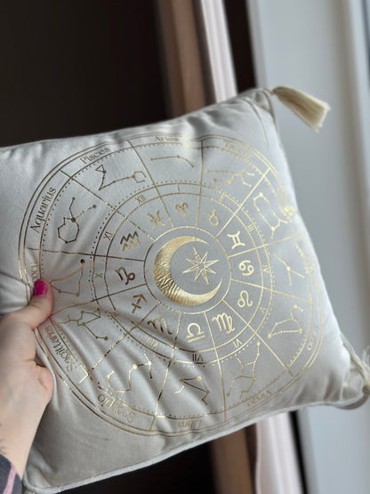 Astrologi hjul pute - 35 cm off white