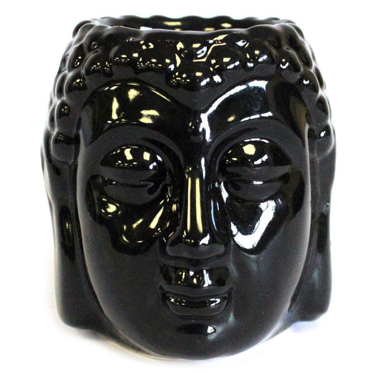 Buddha oljebrenner keramikk - svart