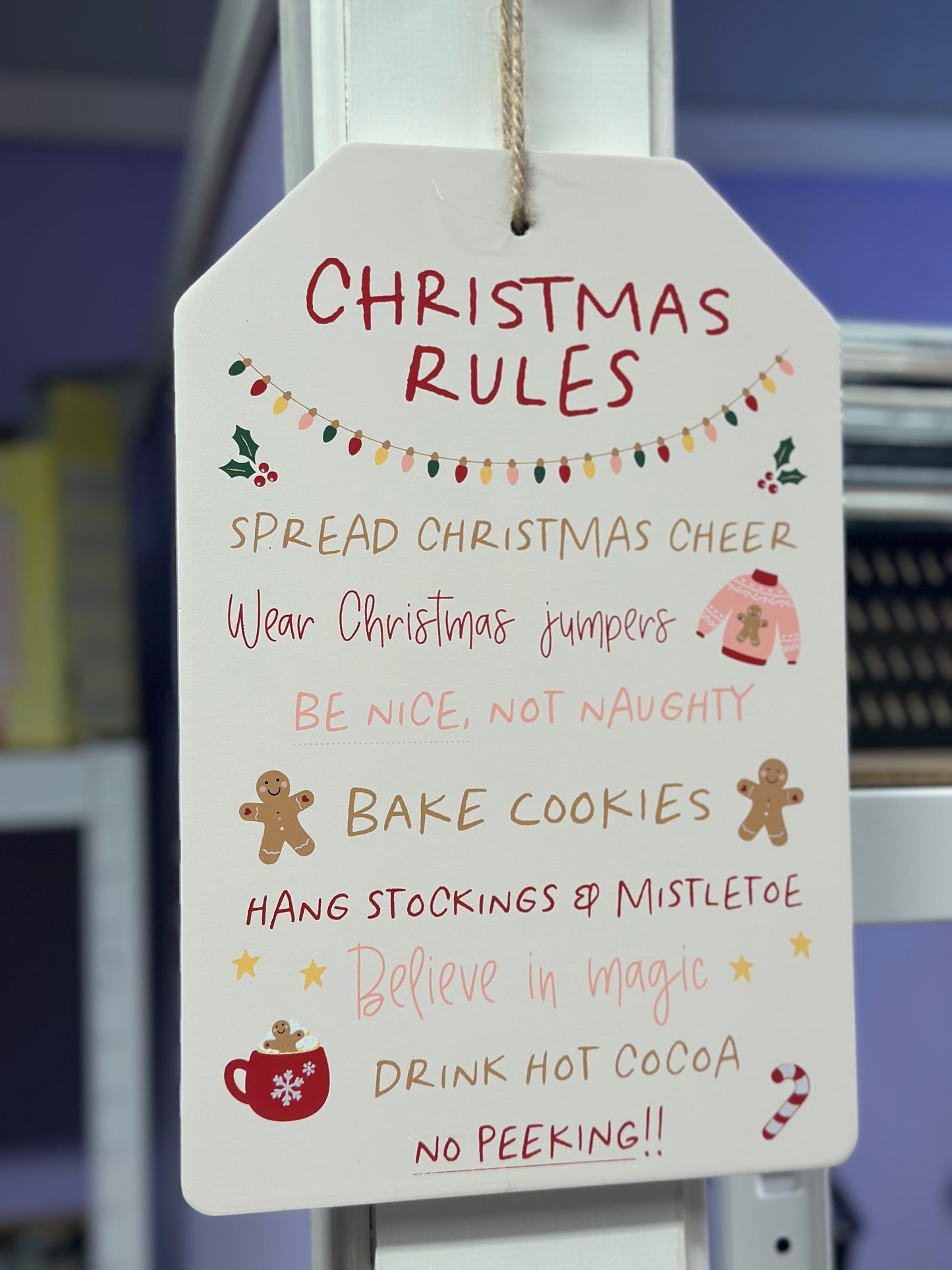 Juleskilt med juleregler 30 x 20 cm