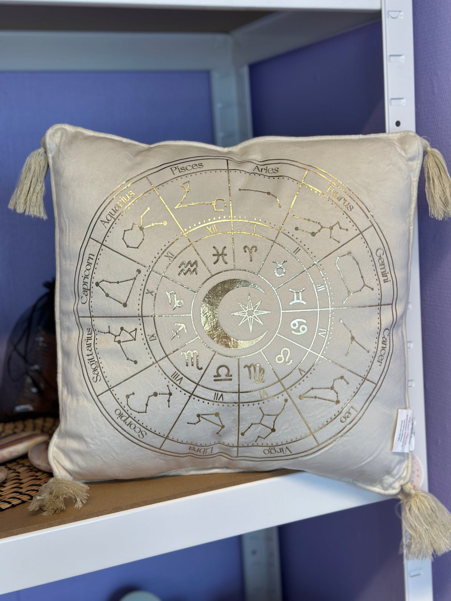 Astrologi hjul pute - 35 cm off white