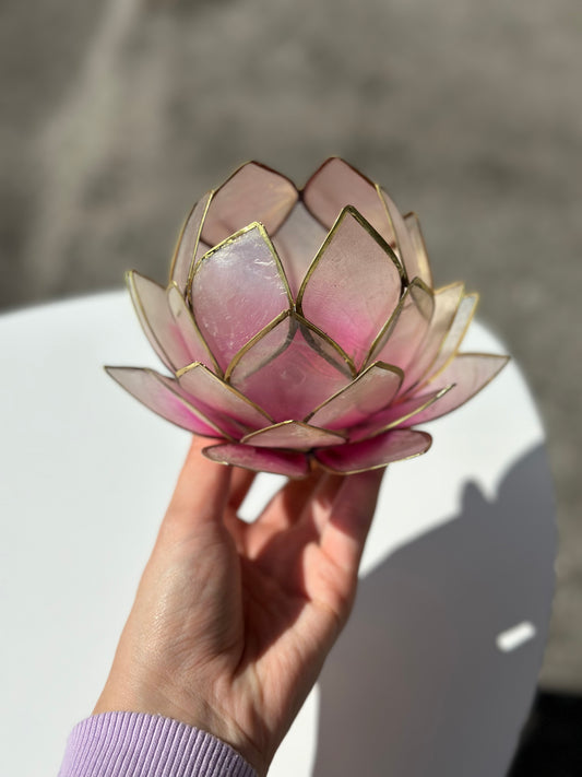 Telysholder lotus stor rosa ombre