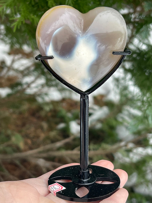 Orca Agat/ Spekkhogger stein i hjerte med stativ