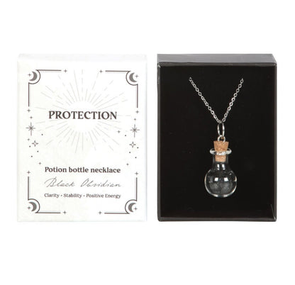 Potion bottle halssmykke - svart obsidian protection