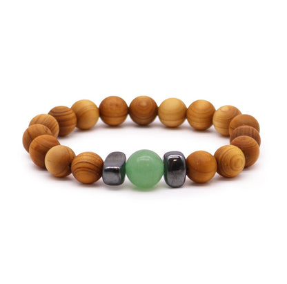Grønn aventurin sedertre unisex-armbånd