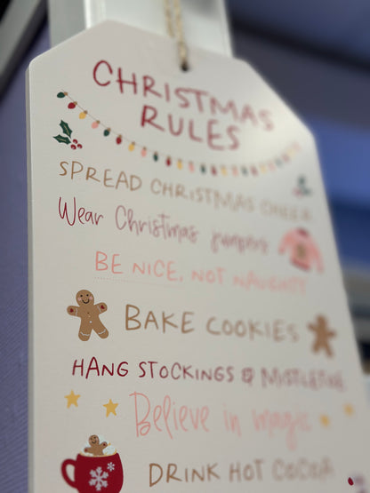 Juleskilt med juleregler 30 x 20 cm