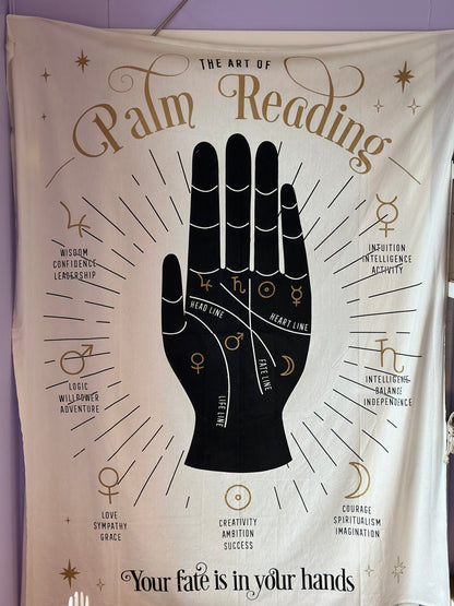 Palm reading veggteppe / duk 177cm x 150cm