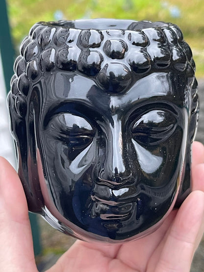 Buddha oljebrenner keramikk - svart