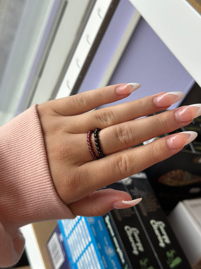 Ring krystall perle - svart turmalin