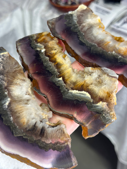 Pyritt i Fluoritt slabs 15-17 cm