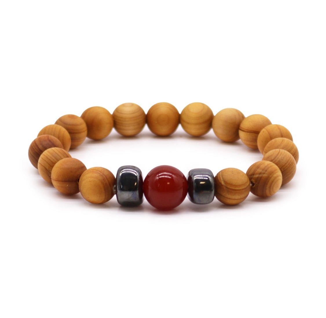 Rød jaspis sedertre unisex- armbånd