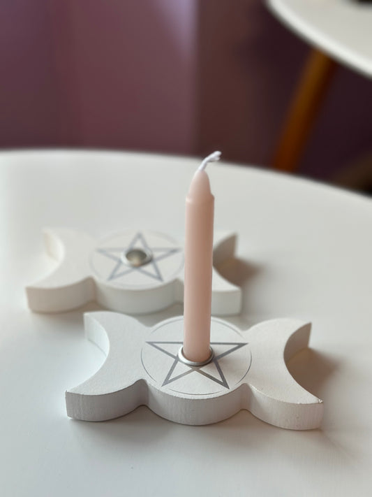 Spell lys holder - stor hvit