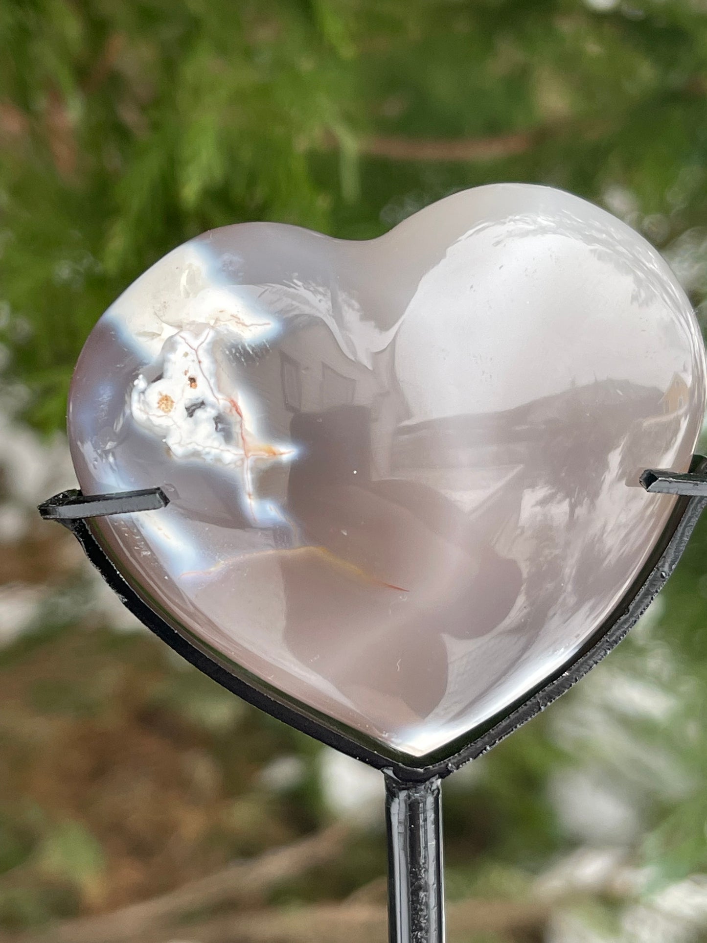 Orca Agat / Spekkhogger stein i hjerte med stativ