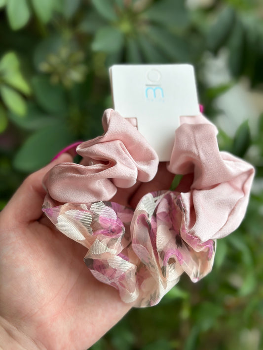 Hårstrikk scrunchie stor - rosa (B)