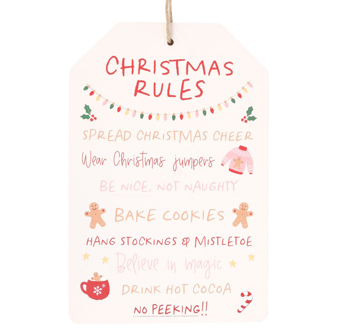 Juleskilt med juleregler 30 x 20 cm