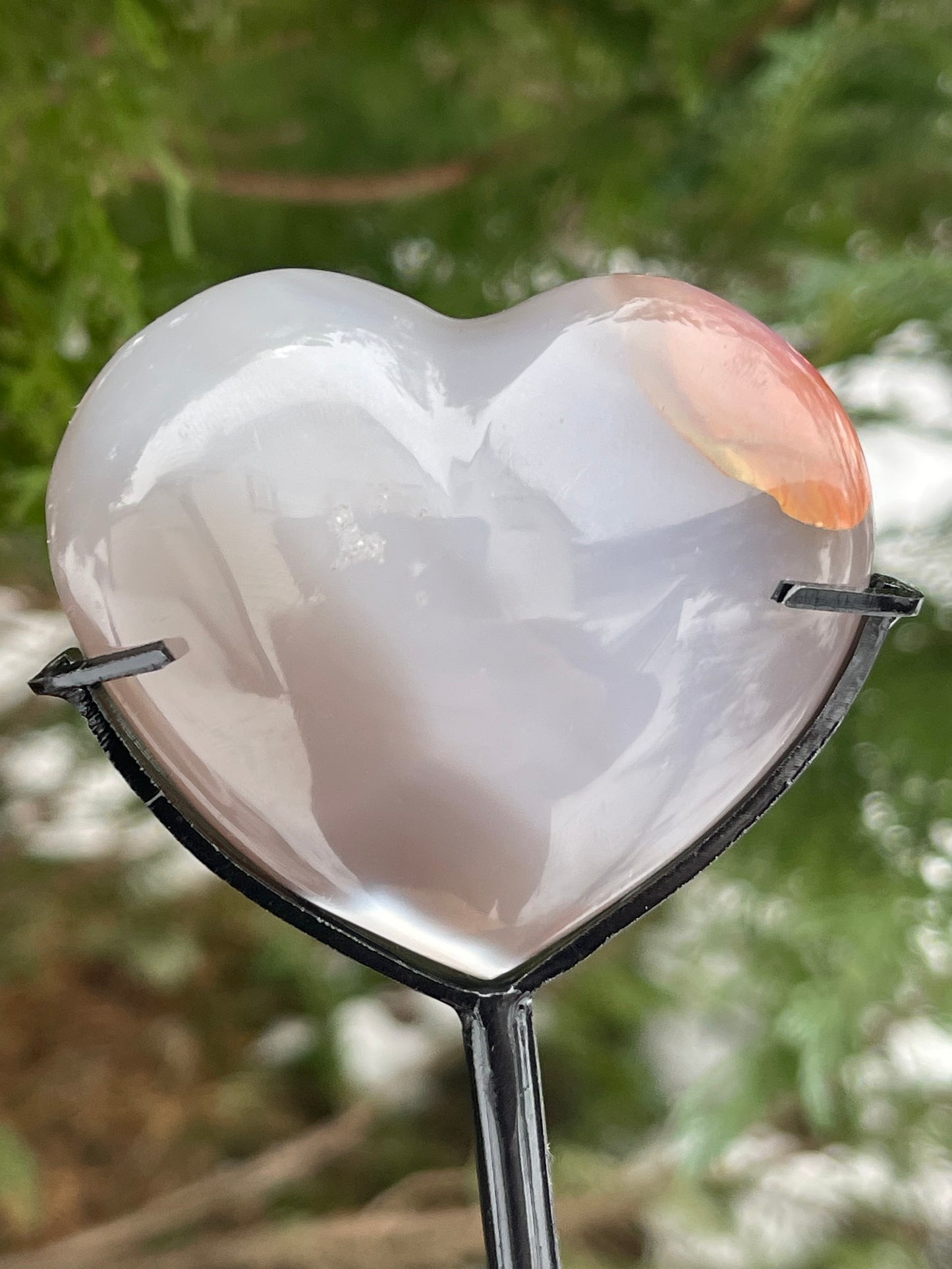 Orca Agat / Spekkhogger stein i hjerte med stativ