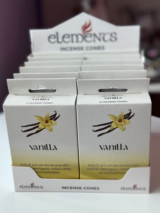 Elements røkelse kjegler - vanilla / vanilje