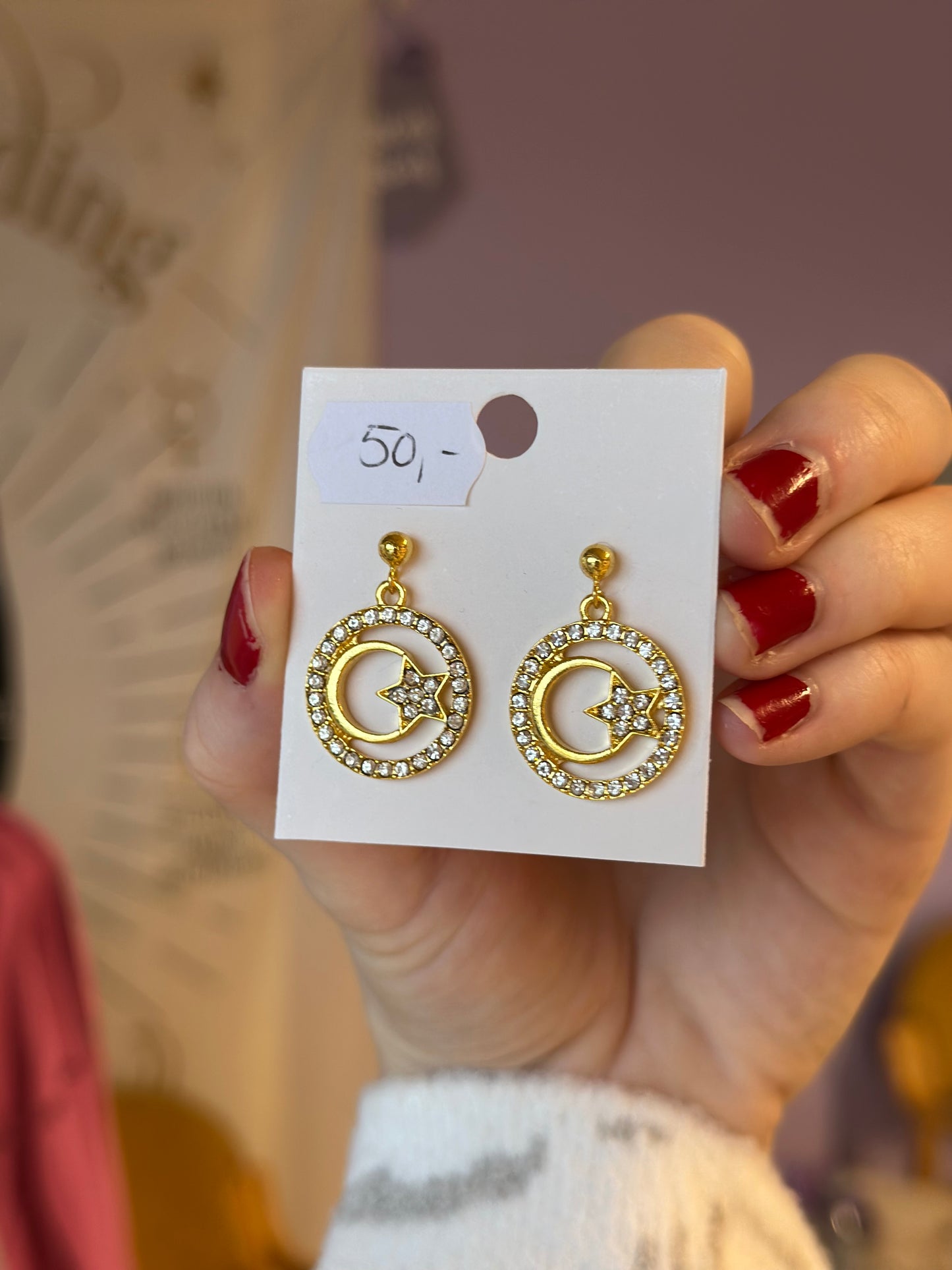 Øredobber / ørepynt måne & stjerne