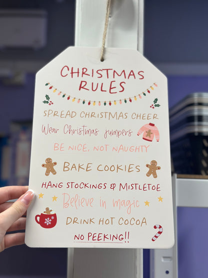 Juleskilt med juleregler 30 x 20 cm