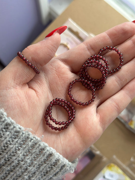 Ring krystall perle - granat