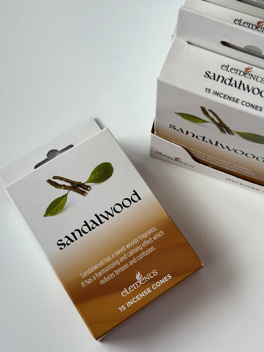 Elements røkelse kjegler - sandalwood / sandeltre