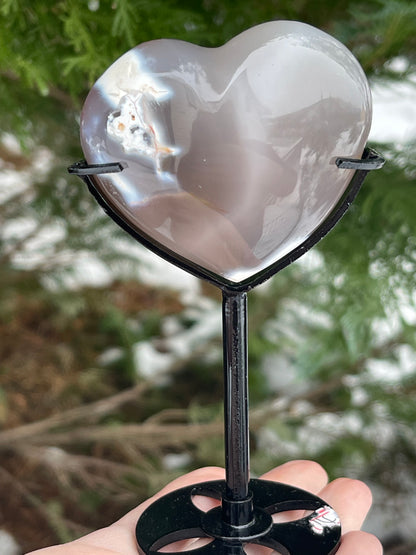 Orca Agat / Spekkhogger stein i hjerte med stativ