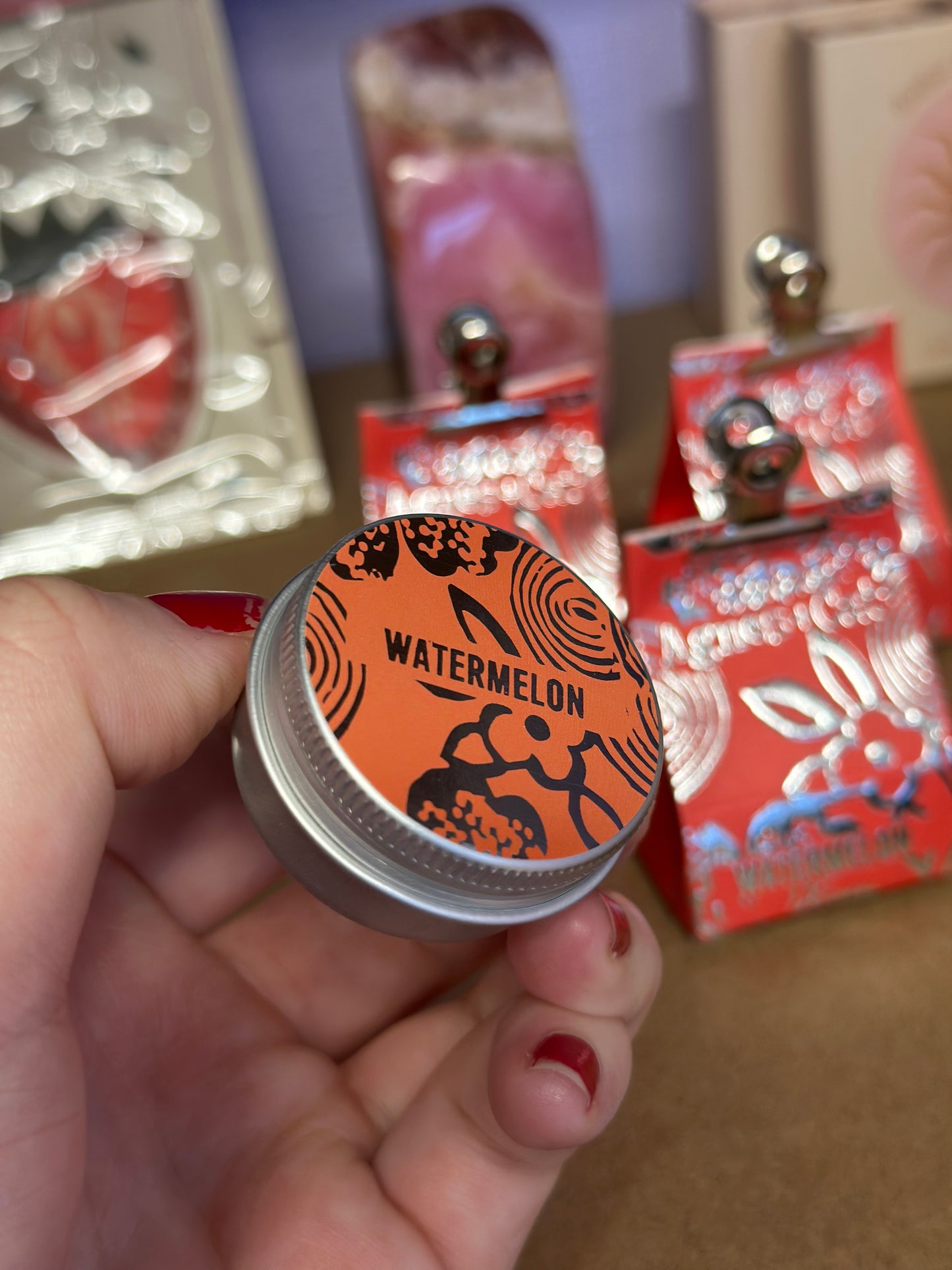 Lip balm vannmelon i søt gaveeske - shea smør, jojoba & avokado