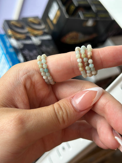 Ring krystall perle - Amazonitt