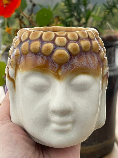 Oljebrenner Buddha keramikk - ivory & mint