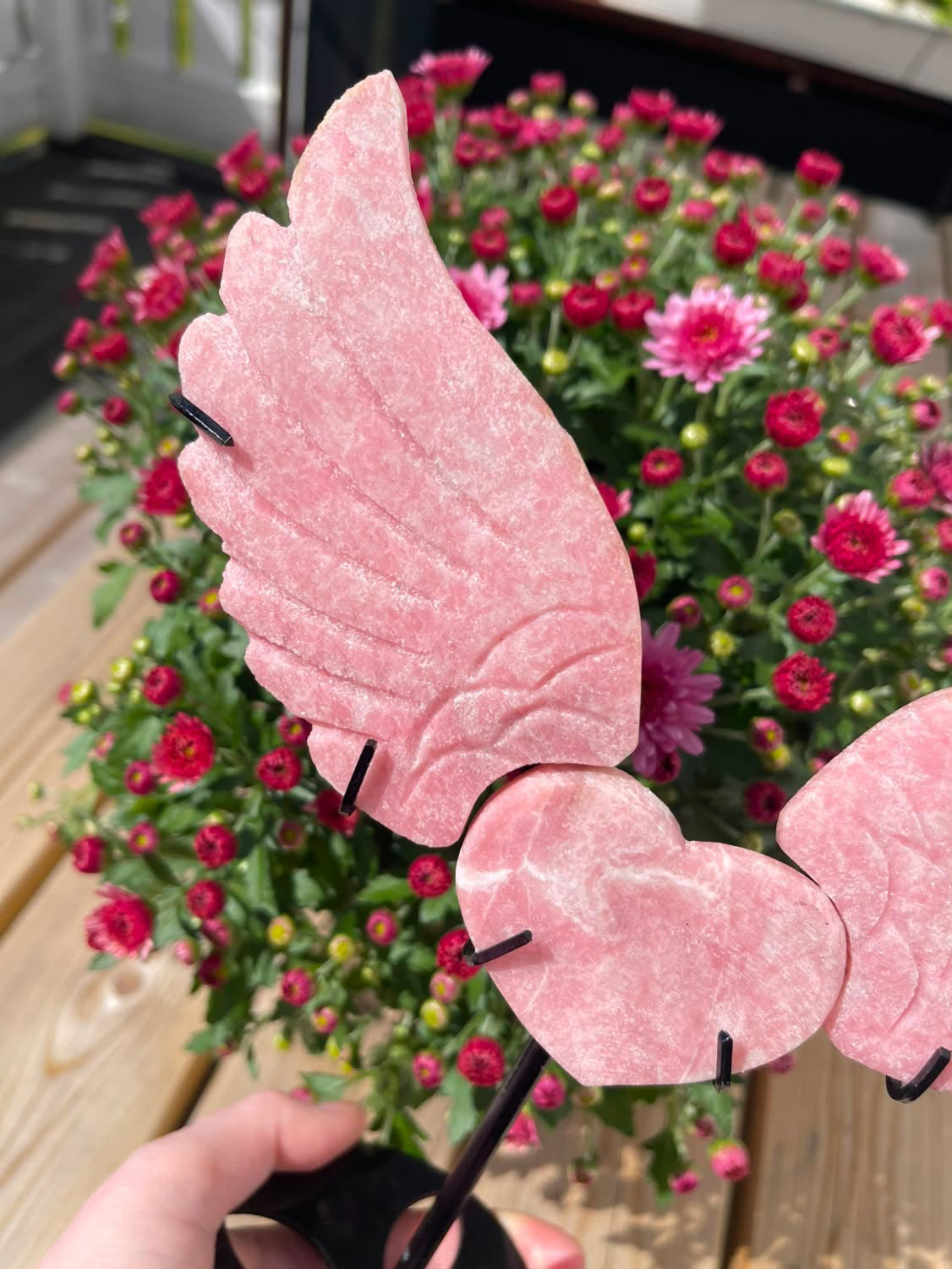Hjerte med englevinger Rosa opal