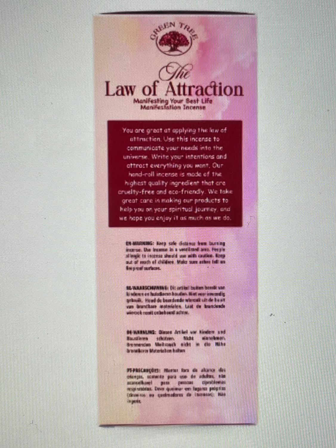 Green Tree The Law of Attraction Manifestation Incense