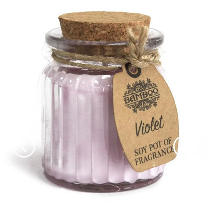 Violet Soy Pot Duftlys i Glass– Elegant og Klassisk Blomsterduft