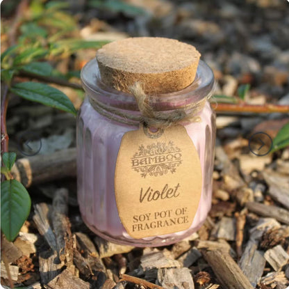 Violet Soy Pot Duftlys i Glass– Elegant og Klassisk Blomsterduft